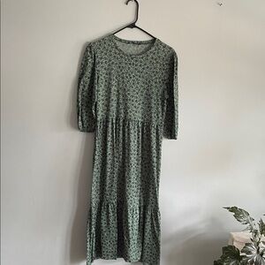 Zara Sage Green Floral Maxi Dress